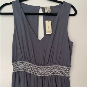 Japna Gray Sleeveless Jumpsuit with Embroidered Waist